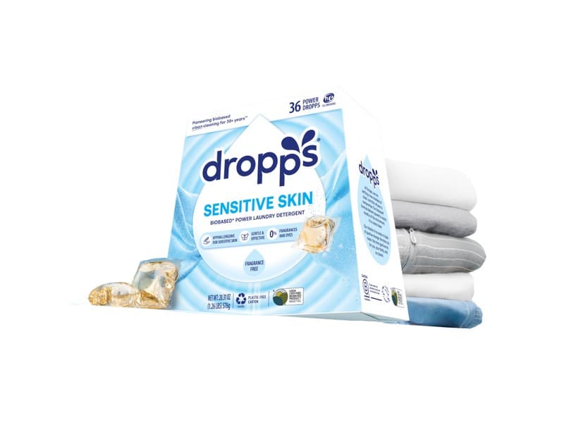 Dropps Sensitive Skin Laundry Detergent Pods 64ct — eco-friendly alternative to plastic-wrapped laundry pods